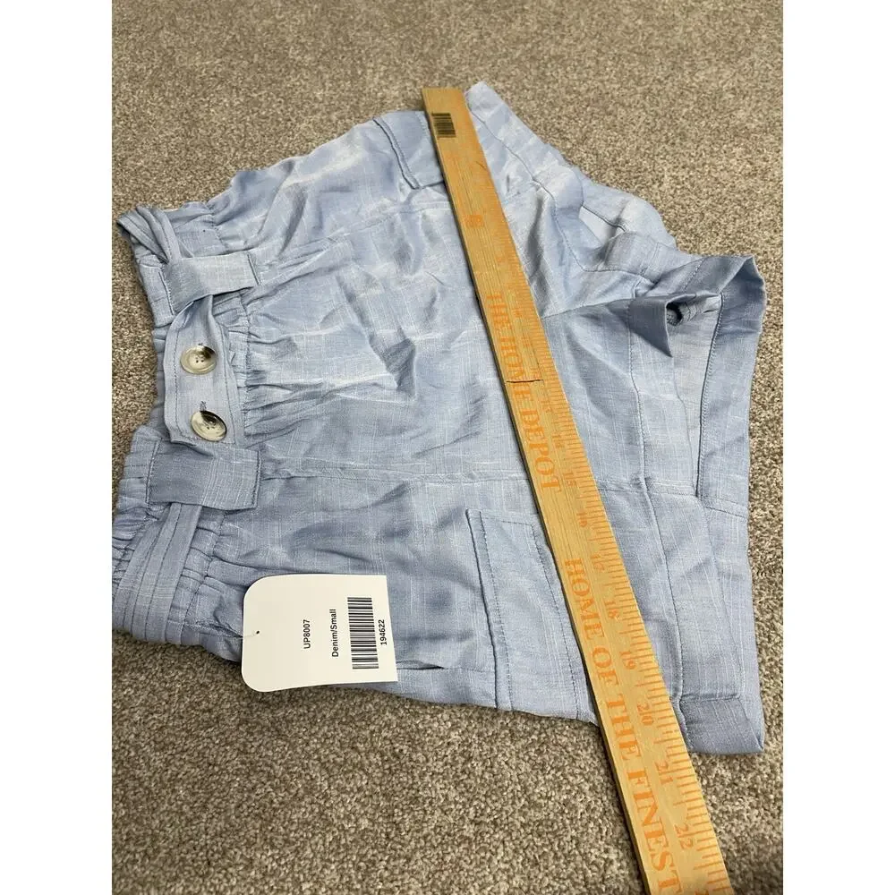 Hudson Gray Paperbag Waist Cargo Shorts Women’s Small Light Blue Chambray NWT - Picture 10 of 13